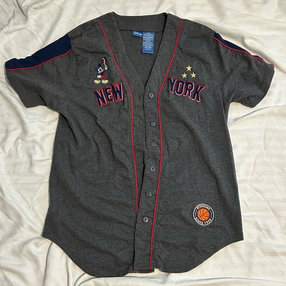 Vintage Disney Mickey Mouse Basketball New York Baseball Jersey - L - Picture 1 of 6